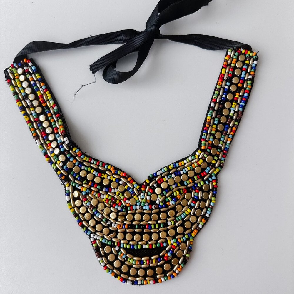 Beaded Bib Necklace with Bold Colors – Pre-Loved